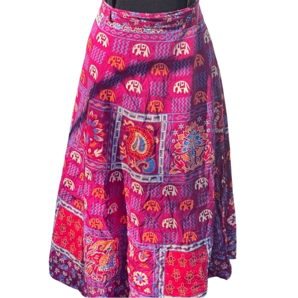 Vintage Maxi Wrap Skirt in Purple and Red